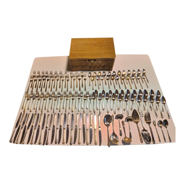 Rogers & Bros 1950 Silver Plated With Stainless Knife Blades. 24 place setting with the following pieces: 3 soup ladel, 2...
