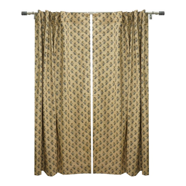 Handmade Costal Tulip Ring Curtain in Viscose Coloured Linen for Windows Size -54"Wx89"L For Sale