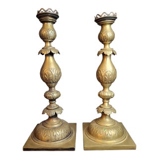 Antique Fraget Warsaw Silver Plate Candlesticks Pair Polish Judaica 3342 13" For Sale