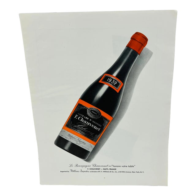 1940’s French Advertisement for Le Bourgogne Chauernet For Sale