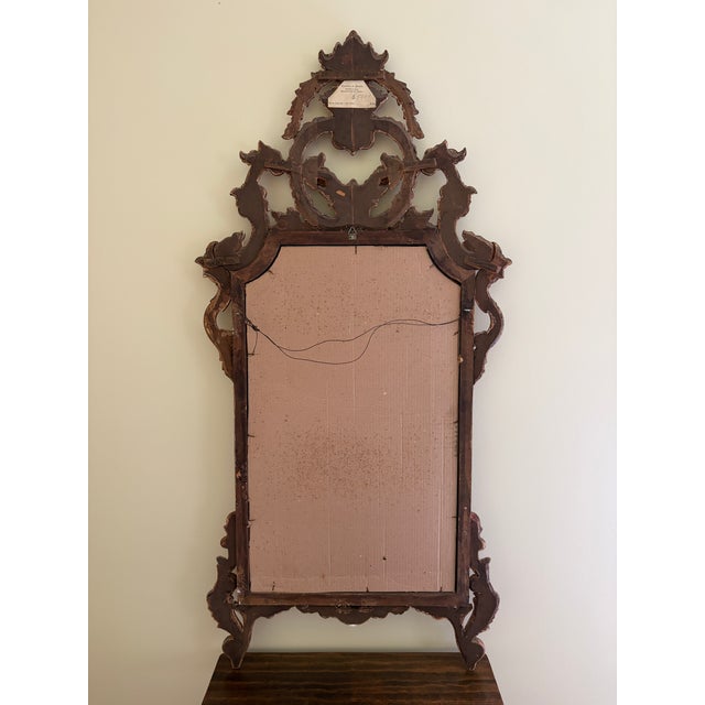 Antique Italian Rococo Giltwood Mirror With Exceptional Carved Crest For Sale - Image 13 of 14