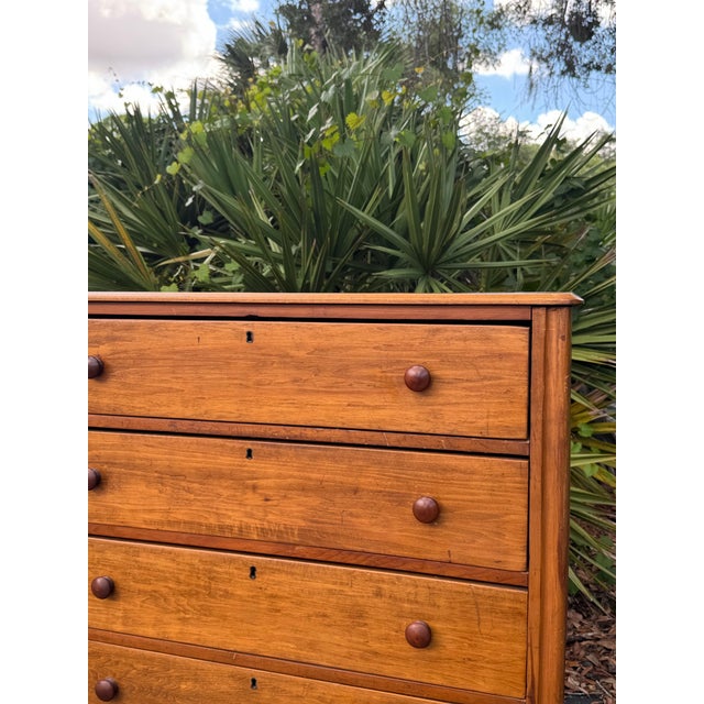 Mid-Century Modern Antique Pine Four-Drawer Chest With Scalloped Base For Sale - Image 3 of 5