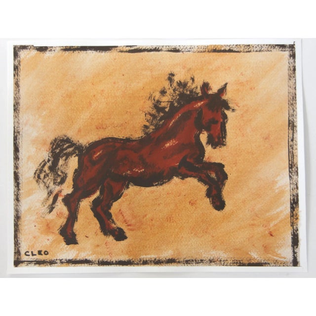 Contemporary Expressionist Horse Abstract Landscape Dark Brown Tan Burnt Orange Original Painting Cleo Plowden For Sale - Image 3 of 3