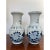 This is a beautiful pair of chinoiserie blue and white vases with Greek Key motif around the top edges as well as cherry...