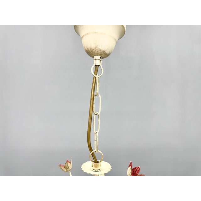 Vintage Metal Floral Chandelier, France, 1970s For Sale - Image 10 of 12