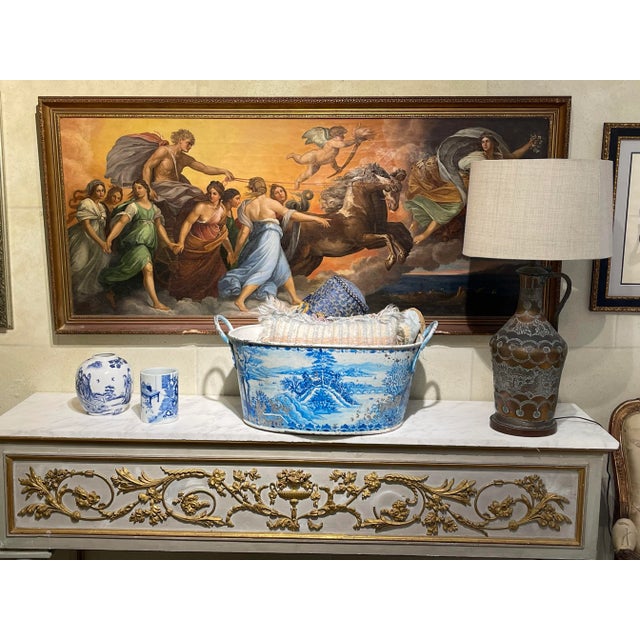 1980s Blue Tole French Style Chinoiserie Planter For Sale - Image 12 of 13