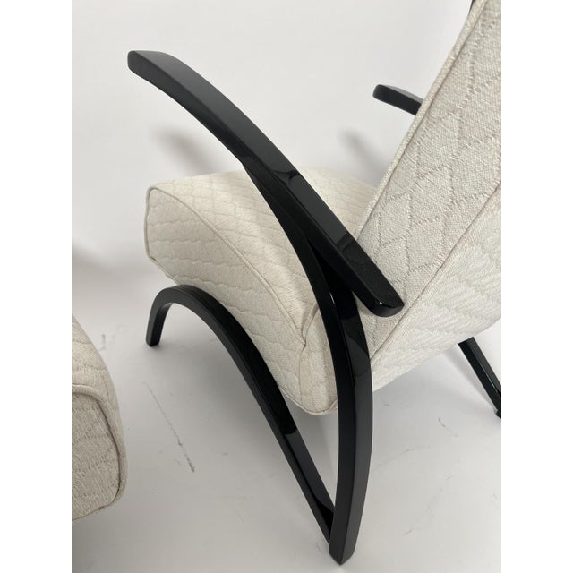 Set of Czechian Art Deco Black Laquered Lounge Chairs attributed to J. Halabala for Up Závody, 1930s For Sale - Image 12 of 18