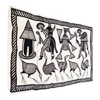 #3078 Vintage Korhogo by the Senufo People Mud Cloth Cote d'Ivoire 44" by 67" For Sale