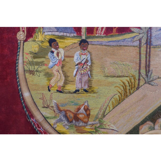 Framed Embroidery of Oasis and Mountain For Sale - Image 3 of 7