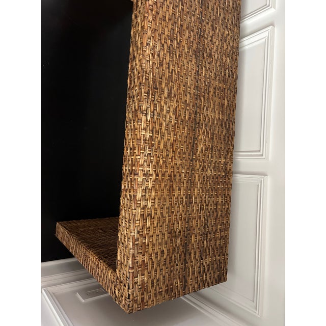 Wood Farmhouse Coastal Rattan Console Table For Sale - Image 7 of 11