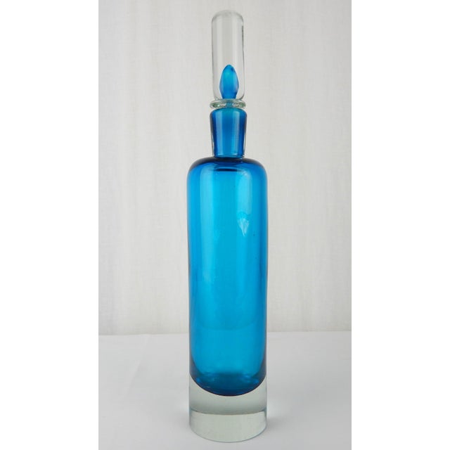Mid 20th Century Mid-Century Modern Teal Blue Glass Decanter, Attributed to Antonio Da Ros For Sale - Image 5 of 10