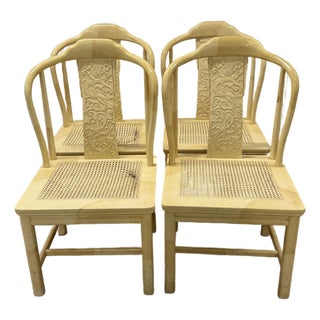 1970s Henredon Chinoiserie Caned Dining Chairs – Set of 4 – Hollywood Regency Project For Sale