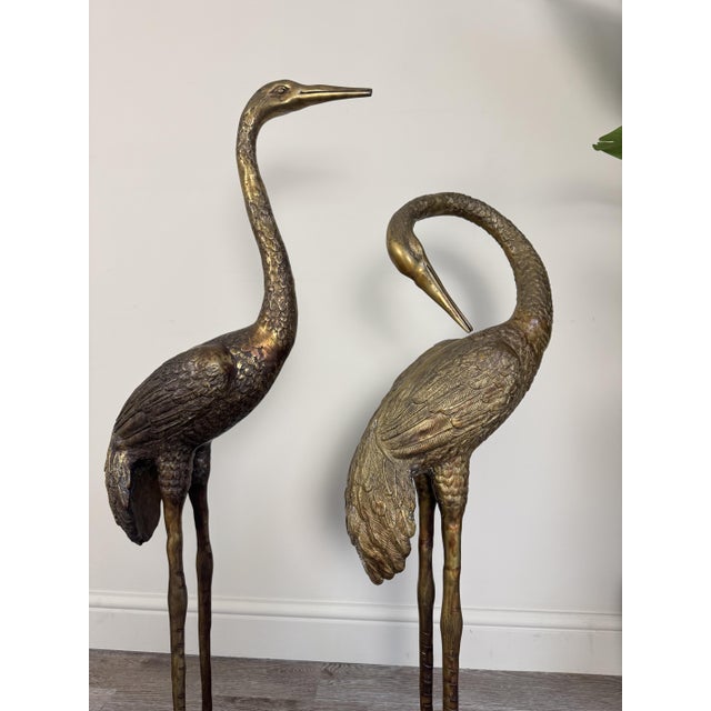1920s Large Vintage Bronze Crane Statues, 1920s-1940s, Set of 2 For Sale - Image 5 of 16