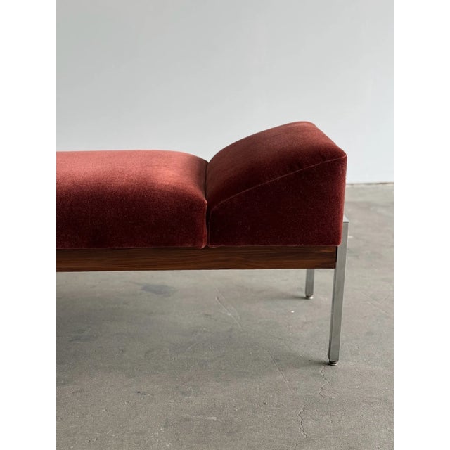 1970s 1970s Chrome & Wood Frame Daybed in Mohair For Sale - Image 5 of 12