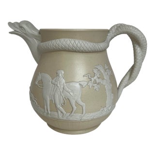 19th C. Staffordshire Chrysanthemum Factory Jasperware Jug For Sale