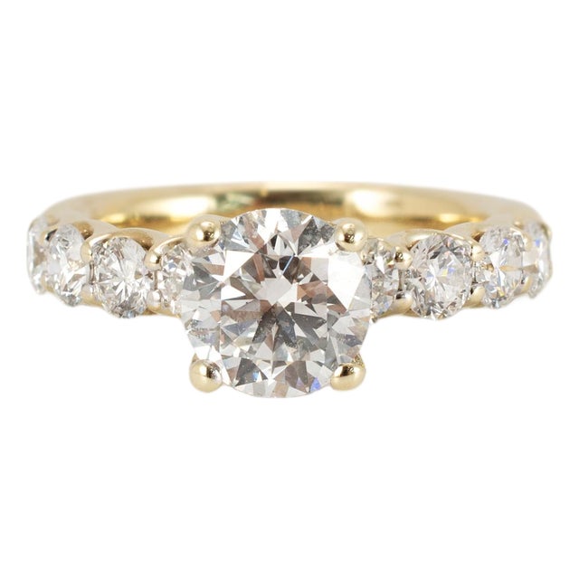 10k Yellow Gold 2.58ctw Round Brilliant Lab Grown Diamond Engagement Ring, Size 7 For Sale