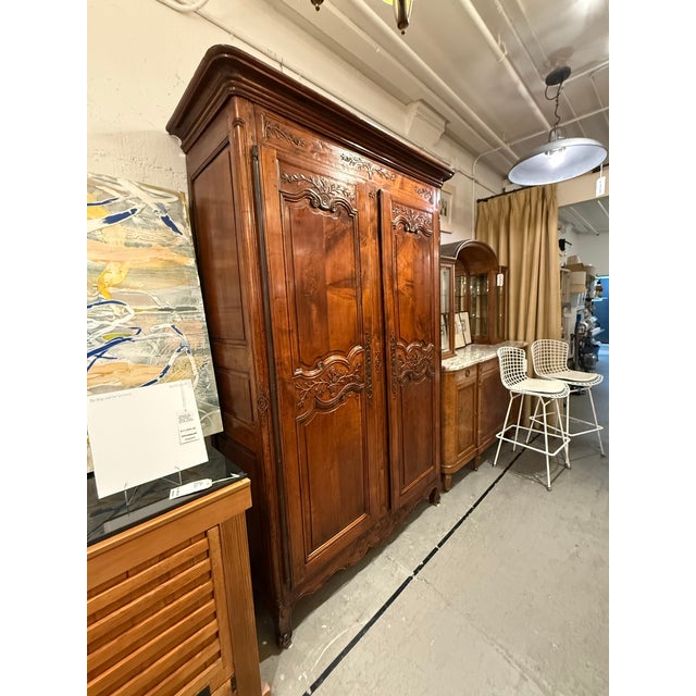 Late 19th Century 19th Century French Provincial Carved Walnut Armoire For Sale - Image 5 of 12