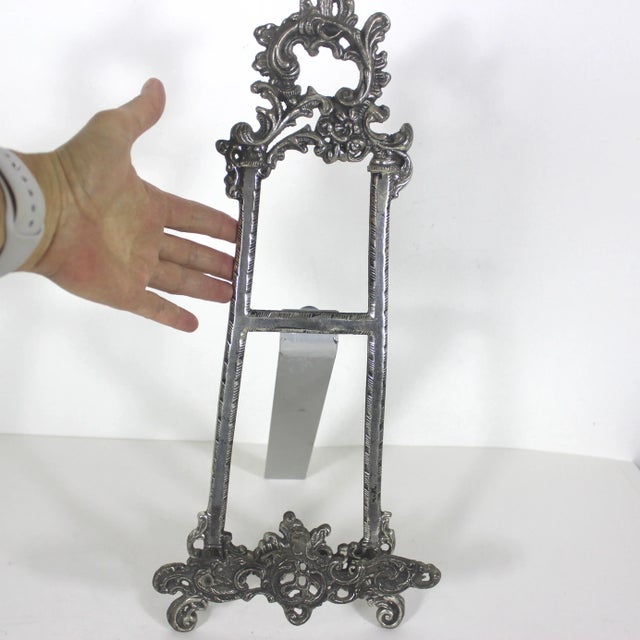 Silver Large Ornate Vintage Silver Picture Easel, Art Display Holder For Sale - Image 8 of 8