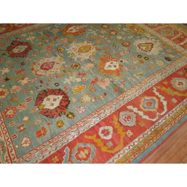 Green Orange Antique Oushak Rug - 8'10" x 11'2" For Sale - Image 10 of 18