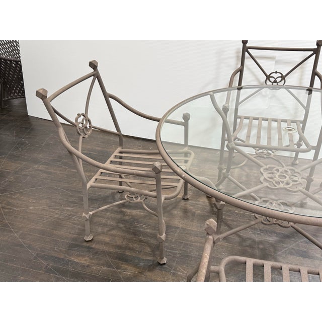 Metal Terra Furniture Renaissance Outdoor Patio Table + Chairs, Set of Five For Sale - Image 7 of 12