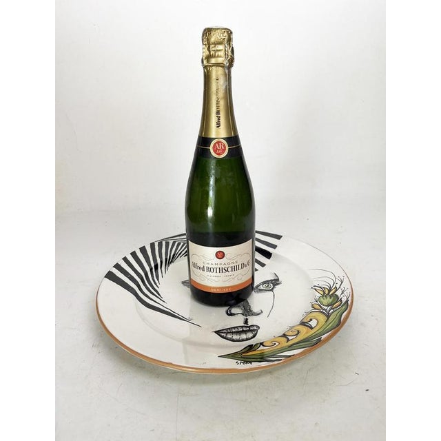 Vintage French Ceramic Plate, 1980 For Sale - Image 4 of 11