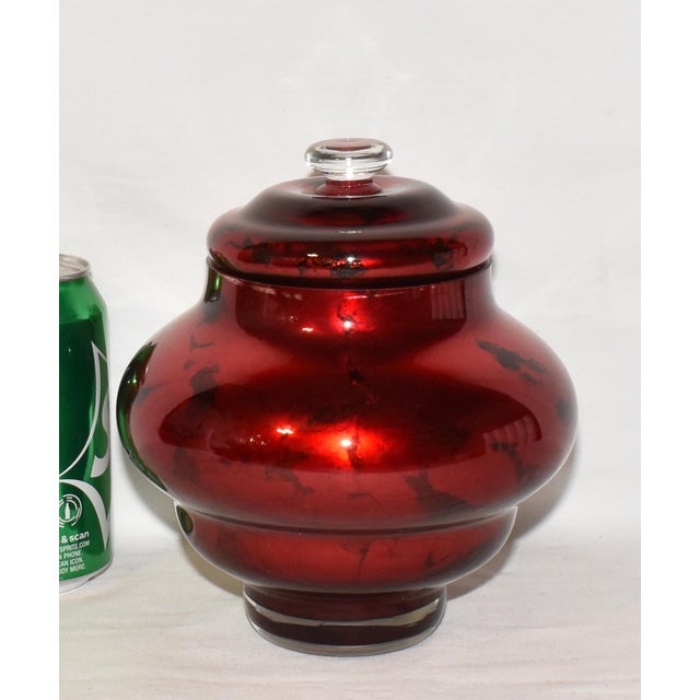 Vintage Mid Century Modern Red Mercury Glass Lidded Jar Chairish