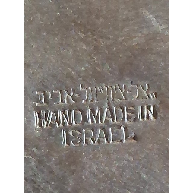 Oversized 13.5" Tzel Tzion Tel Aviv Brass Plate - Herzl Inscription - Heavy 775g Mid-Century Israeliana Masterpiece For Sale - Image 10 of 12