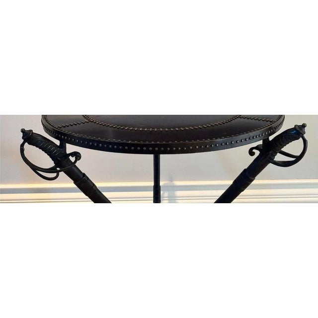 Metal Vintage Campaign Style Sword Side Table - Attributed to Theodore Alexander For Sale - Image 7 of 10