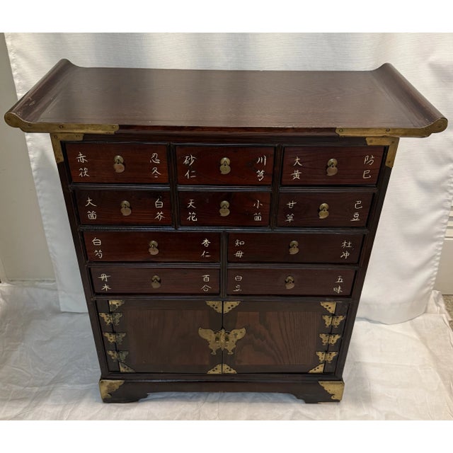 Chinoiserie Late 20th Century Chinoiserie Asian Ten-Drawer Apothecary Medicine Cabinet for Ethan Allen For Sale - Image 3 of 15