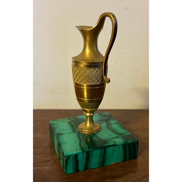 Small Antique 19th Century French Empire Gilt Bronze Urn or Ewer Mounted on a Malachite Base For Sale - Image 10 of 14