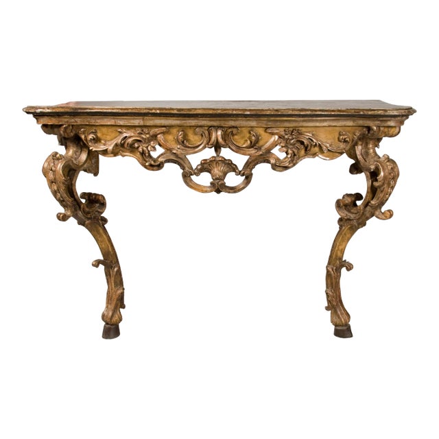 Mid 18th Century Italian Rococo Painted and Gilded Console For Sale