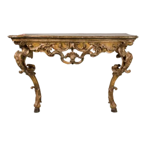 Mid 18th Century Italian Rococo Painted and Gilded Console