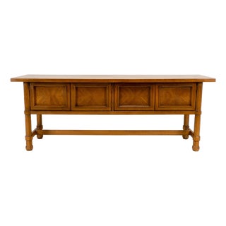 1970s Drexel Compatibles Low Walnut Credenza Sideboard Buffet Cabinet Mid Century Modern For Sale
