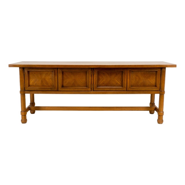 1970s Drexel Compatibles Low Walnut Credenza Sideboard Buffet Cabinet Mid Century Modern For Sale