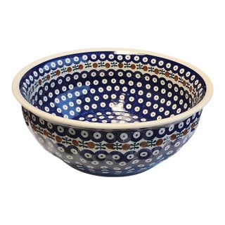 Vintage Boleslawiec Poland Large Serving Bowl For Sale