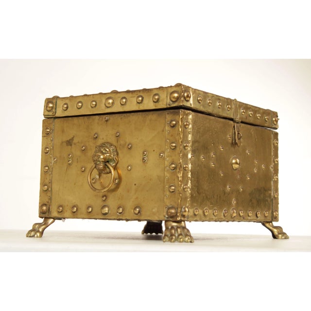 Late 19th Century Antique Victorian Brass Fireplace Coal Bin For Sale - Image 5 of 13