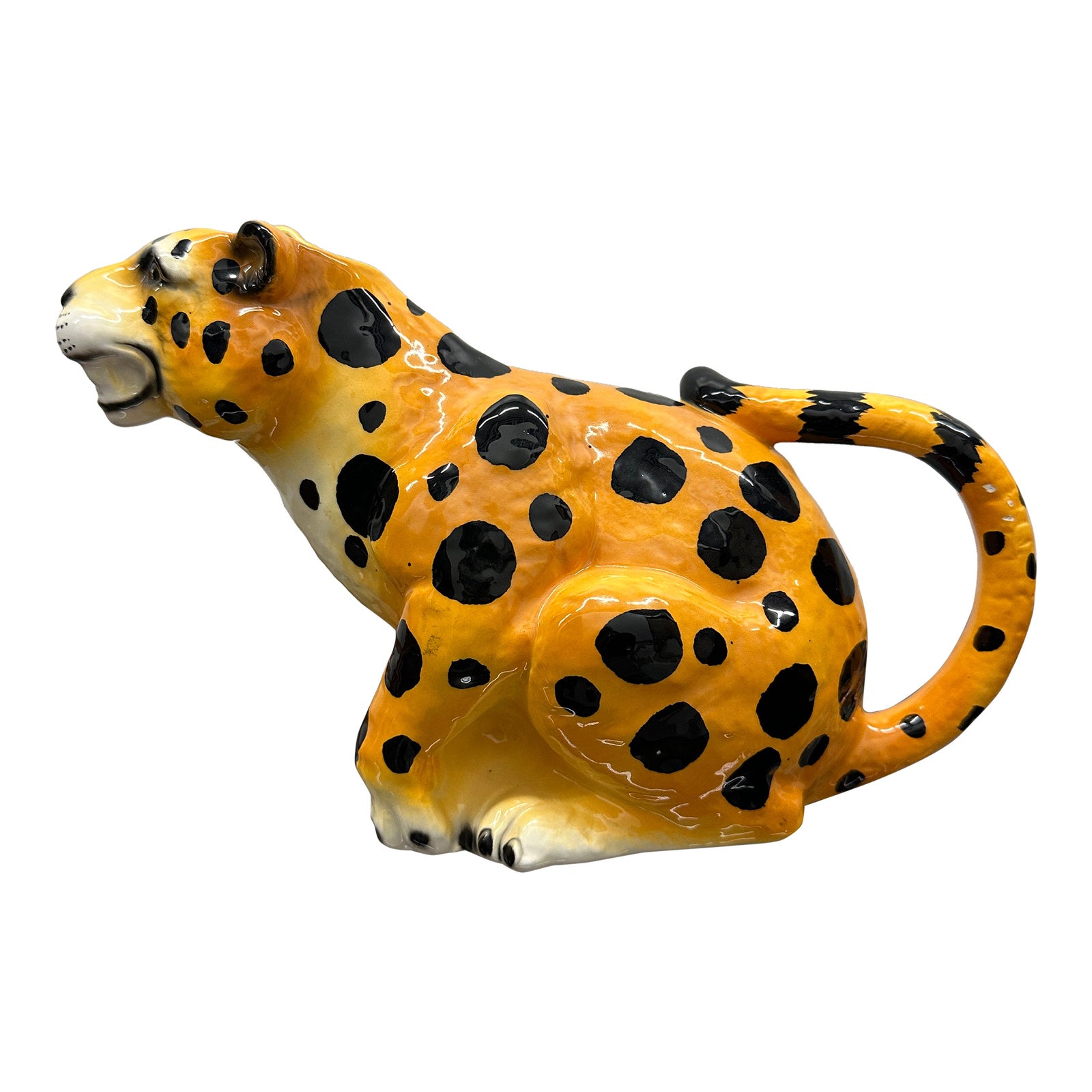Vintage CBK Ltd. Hand-Painted Leopard Figural Pitcher | Chairish