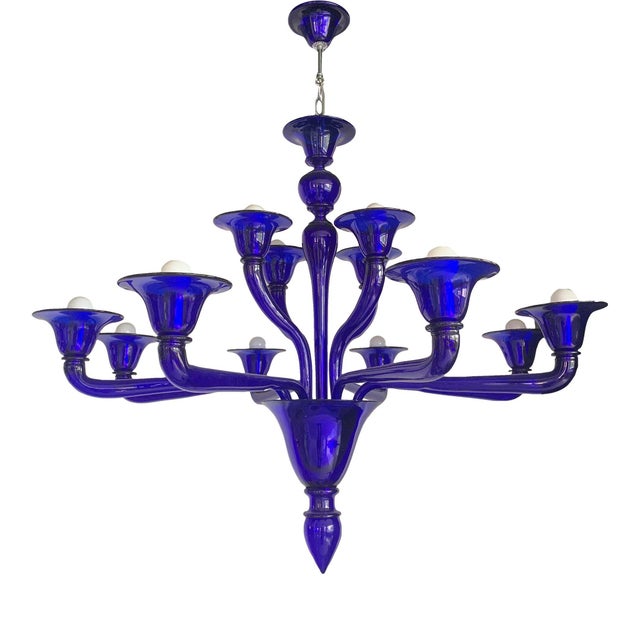 Glass Venetian Blue Murano Glass Chandelier by Simoeng For Sale - Image 7 of 7