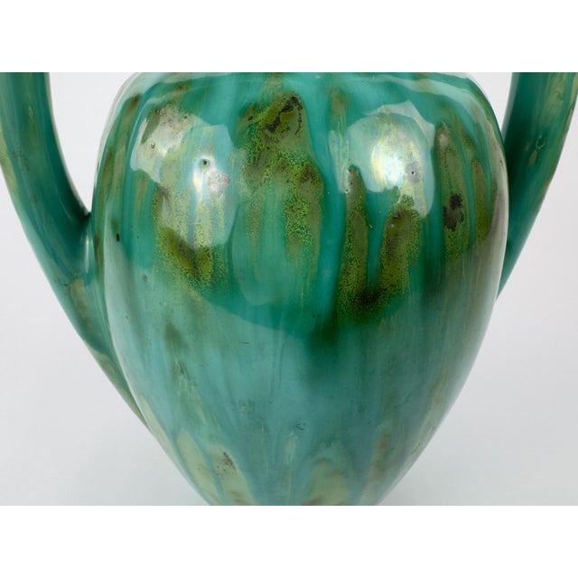 1930s Pierrefonds French Art Deco Double-Handled Stoneware Vase For Sale - Image 9 of 15