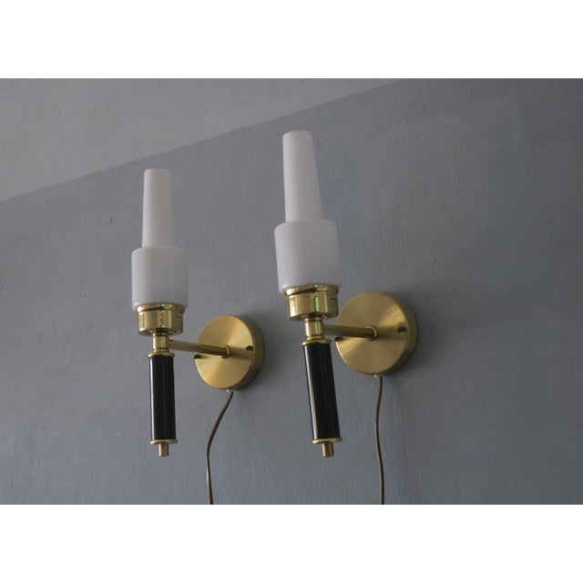 Vintage Swedish Wall Lights in Brass and Glass by C. E. Fors for Ewa Värnamo, Set of 2 For Sale - Image 11 of 12