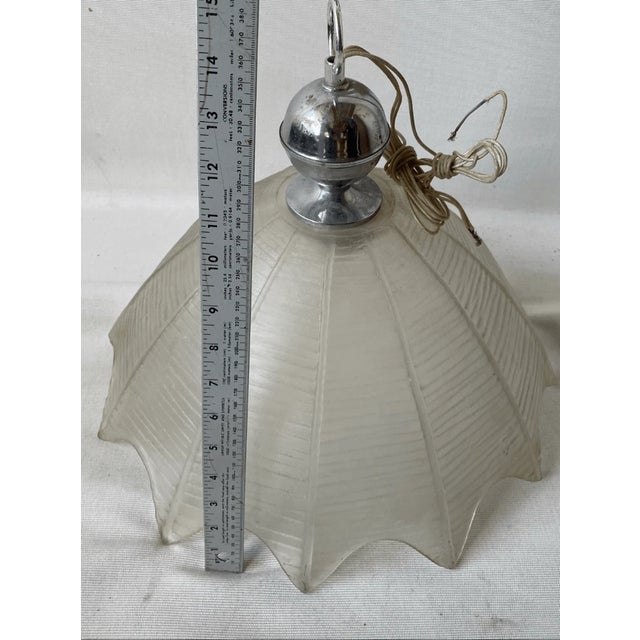 Glass Vintage Hanging Ribbed Clear Glass Swag Lamp Shade For Sale - Image 7 of 8