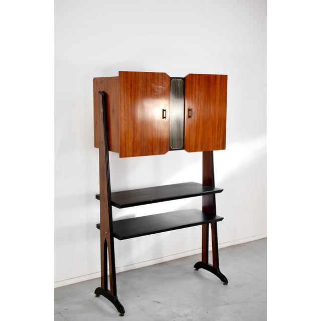 Mid-Century Modern Mid-Century Modern Italian Freestanding Teak and Brass Modular Bookshelf, 1960s For Sale - Image 3 of 9