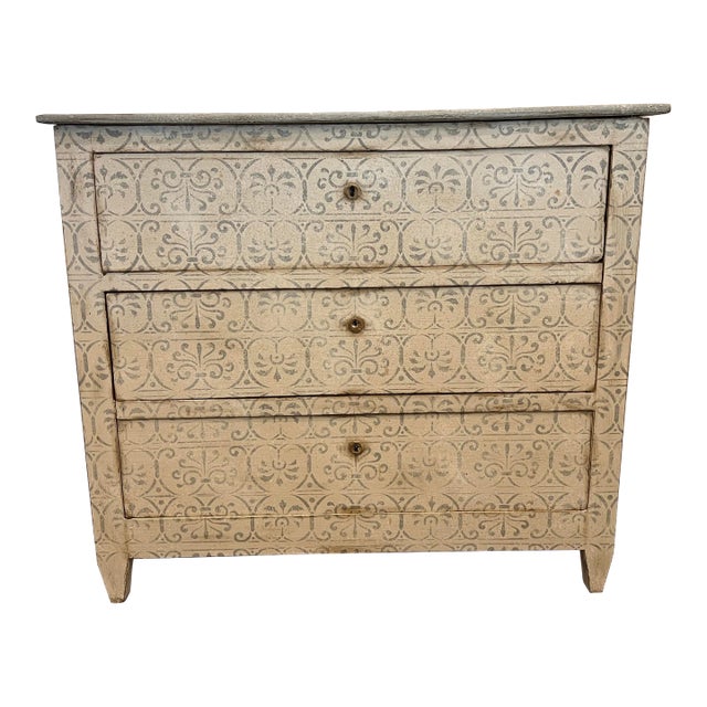 Italian Tuscan Painted Three Drawer Commode - 19th C For Sale