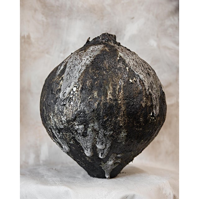 Shou Sugi Ban Moon Vase Handmade For Sale - Image 13 of 14