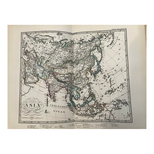 1877 Stieler Map of Asia For Sale