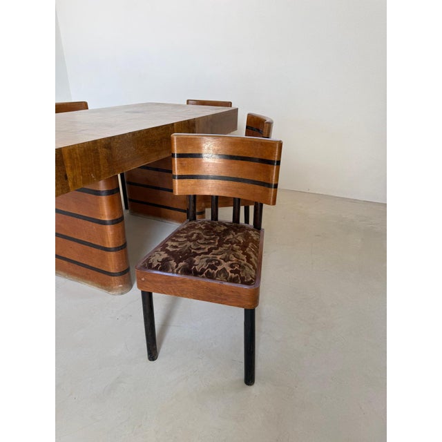 1930s Art Deco Table and Chairs, 1930s, Set of 7 For Sale - Image 5 of 8