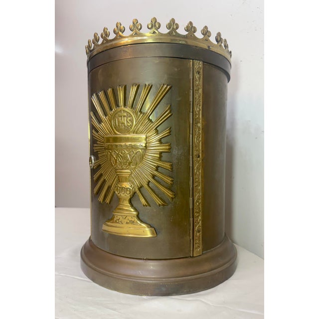 Large Antique Bronze Religious Catholic Church Altar Tabernacle Offering Box For Sale - Image 4 of 14