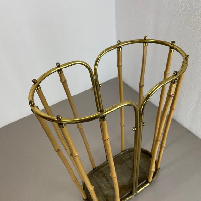 Hollywood Regency Brass and Bamboo Umbrella Stand in the style of Auböck, Austria, 1950s For Sale - Image 12 of 18