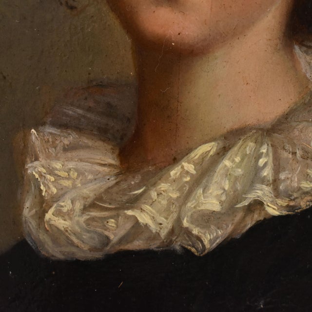 Oval Portrait of Young Woman, Oil on Cardboard, 1878, Framed For Sale - Image 7 of 10