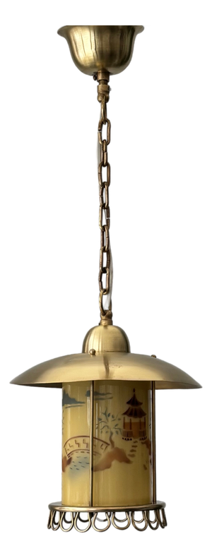 Vintage Scandinavian Lantern Pendant Lamp by Edvard Hagman, 1940s